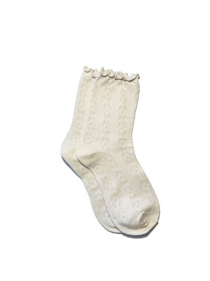 Socks le frufru - Cream white with embroidery