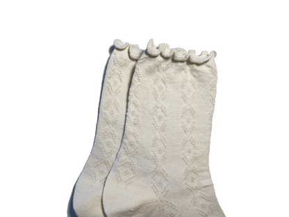 Socks le frufru - Cream white with embroidery